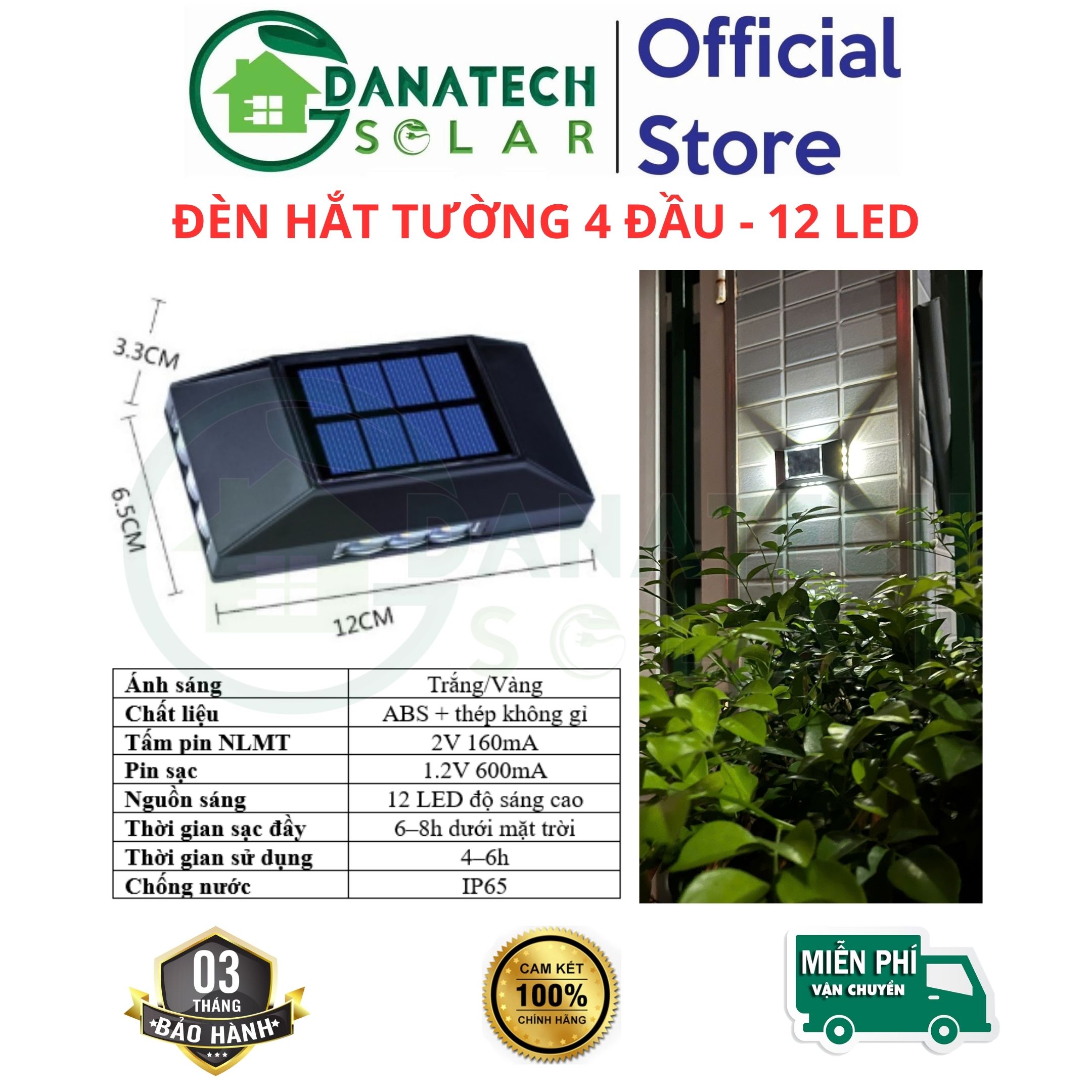 ĐÈn HẮt TƯỜng-4ĐẦu-12led-t